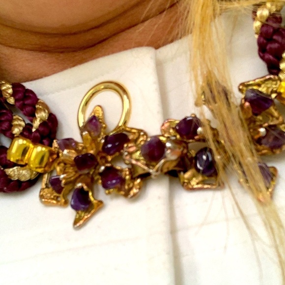 Vintage Jeweled Statement Belt or Necklace /Collar Purple Gold Franklab Designer - Picture 10 of 13
